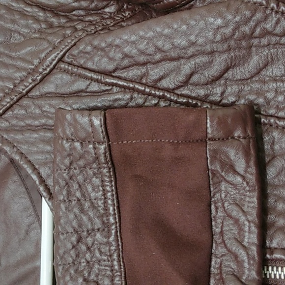 New York & Company Textured Faux Leather Moto Jacket - Rich Brown - Picture 2 of 7